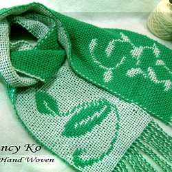 Nancy Ko手工梭織~葉綠素雙層織圍巾-A121-超優惠特價品 第1張的照片