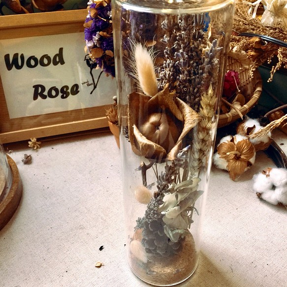 瓶中花 乾燥花 桌上擺飾 - 珍愛木玫瑰（薰衣草森林） 第1張的照片