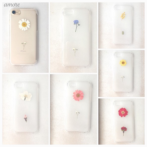 【iPhone以外の専用ページ】乳白色xシンプルな♡押し花スマホケース