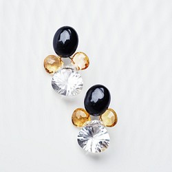 14KGF pierced earrings with cyrstal quartz,ctrine,spinel. 第1張的照片