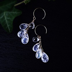 Outlet 14KGF pierced earring with Crystal/White Labradorite. 第1張的照片