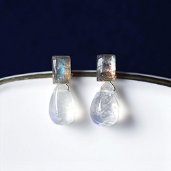 Titanium Pierced earring with Labradorite 第1張的照片