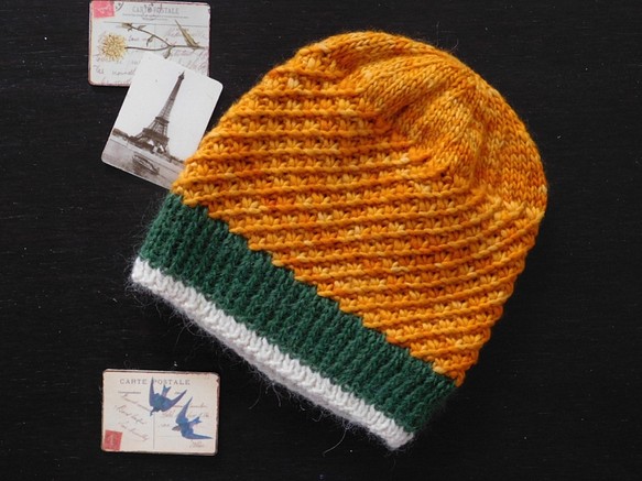 從法國免費送貨☆黃色羊毛針織帽 第1張的照片