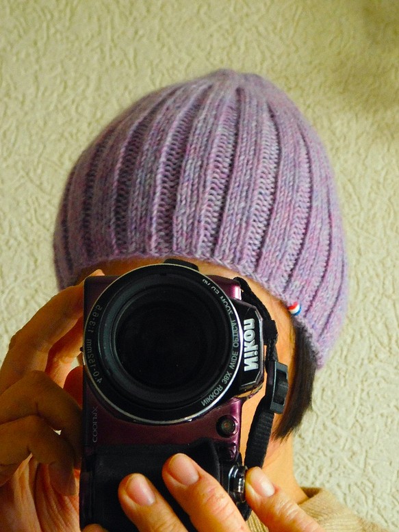 優しい薄紫アルパカ混合ニット帽☆フランスより送料無料 1枚目の画像