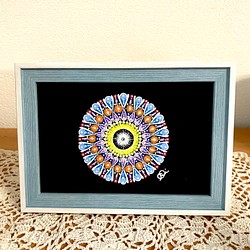曼荼羅アート＂燈＂手描き原画・スワロフスキーラインストーン付き 1枚目の画像