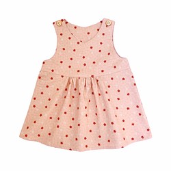 小女生桃色櫻花V領無袖連身洋裝 - 日本純棉印花布料 - 手工限量製作童裝 第1張的照片