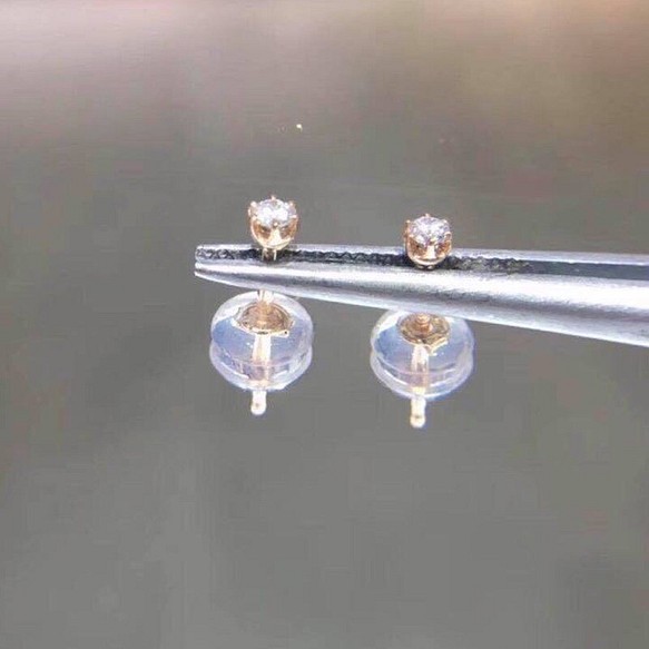 3分鑽石/18k玫瑰金 真金真鑽耳環單邊下單區 第1張的照片