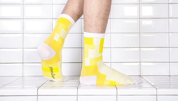 積木襪子 / 黃 Yellow Building Block Cooling Socks 第1張的照片