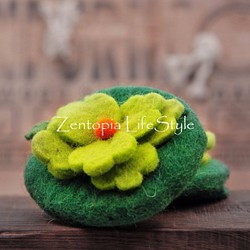【Zentopia Handicrafts】羊毛氈-禪風花朵圓形包 PWR0302-GR 第1張的照片