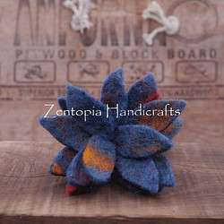 [Zentopia手芸]羊毛フェルト - 迷彩色鮮やかな花のブローチ/ピンPWMFB425-BB 1枚目の画像