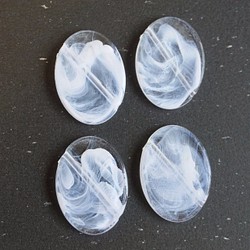 8pcs Acrylic Beads アクリルビーズ インポート斜め楕円 水くも 透明