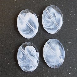 8pcs Acrylic Beads アクリルビーズ インポート斜め楕円 水くも 透明 FOC010WH 1枚目の画像