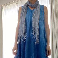 藍染めストール　- aonezumi - 青鼠 1枚目の画像