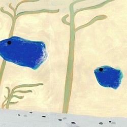 青い熱帯魚：絵／水彩／生き物 1枚目の画像