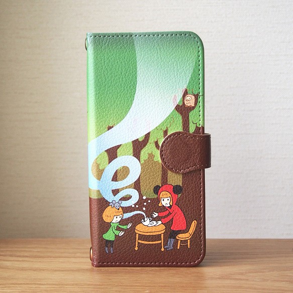 森の茶会の手帳型スマホケース #iPhoneXs対応 1枚目の画像
