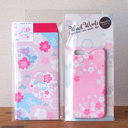 [Creema限量春天幸運袋]櫻花櫻花圖案和櫻花雪環圖案的慶祝包的iPhone手機殼 第1張的照片