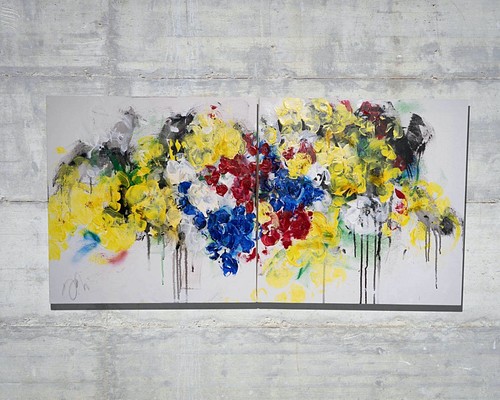 Flowers ２連キャンバス作品 絵画 TOMOYA 通販｜Creema(クリーマ)