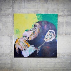 Monkey / 猿の１メートルキャンバス作品。 1枚目の画像