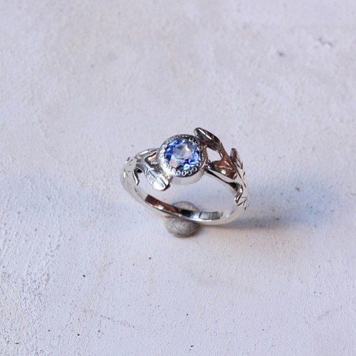 ネパール産 カイヤナイトのリーフリング azur /silver 指輪・リング