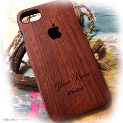 【りんご】 天然木製名入れ 木製彫刻 iPhoneケース 1枚目の画像