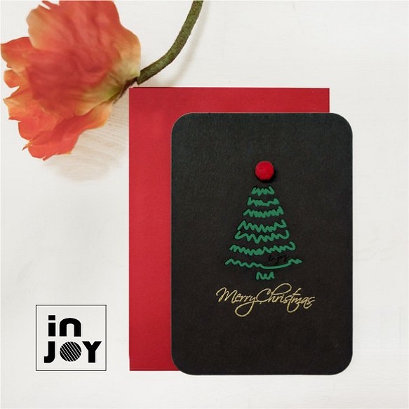 聖誕卡Merry Chirstmas(毛呢) 交換禮物  萬用卡片 紀念卡  INJOYMall 第1張的照片