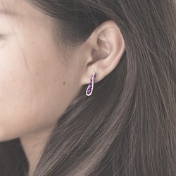 原創紫色耳環輕珠寶 設計師文創黃金耳環 創新韓風耳釘 小清新簡約設計 [Purple drop earring] 第1張的照片