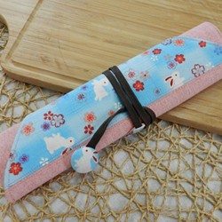 日本和風系列~淺藍 櫻花兔環保筷套/餐具包(4格式) 第1張的照片