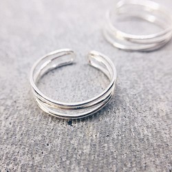 三環設計調整戒 - 銀色 925純銀 『極簡 設計 開口戒』 第1張的照片