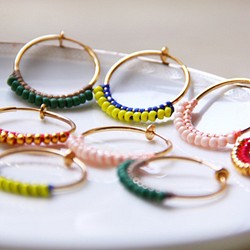 法式古董風圓圈耳環 -【可自選配色】客製/耳夾、耳針耳環(一對) 第1張的照片