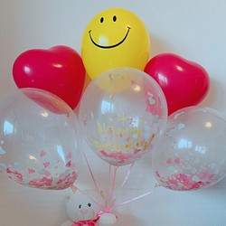 vivid pink smile birthdayコンフェッティバルーン6個セット 1枚目の画像