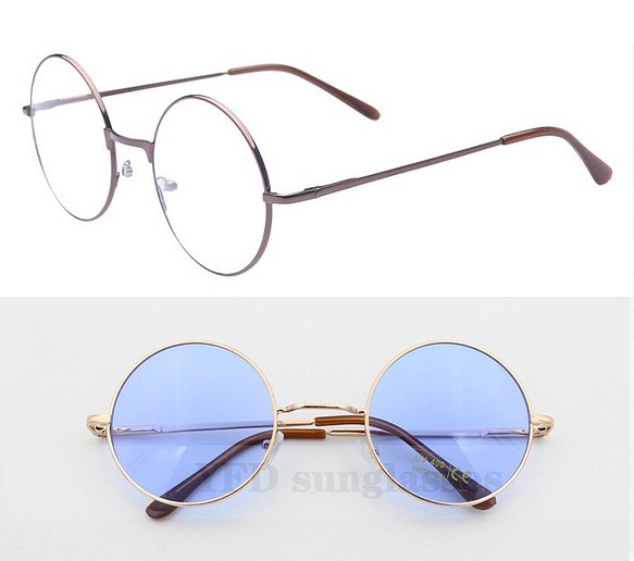 【二個セット！！】 丸メガネ サングラス　銅色フレーム・藍色　ヴィンテージ　 丸眼鏡 丸サングラス　ヴィンテージ 1枚目の画像