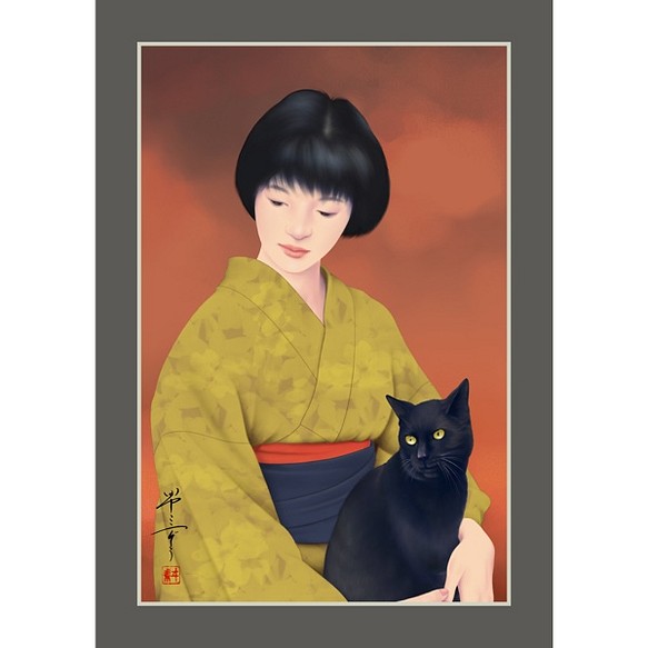 黒猫（美人画・A2サイズ） | monsterdog.com.br