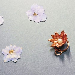 飛燕草珍珠項鍊，紅銅手工真花飾品，Real Delphinium Copper Necklace  #LUNALUNA 第1張的照片