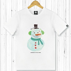 STATELYWORK 聖誕雪人手繪T-男T桖 男上衣 短袖T 純棉T 20織精梳棉 原創設計 第1張的照片