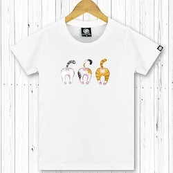STATELYWORK貓PIPI-白-女T桖 女上衣 短袖T 純棉T 20織精梳棉 原創設計 第1張的照片