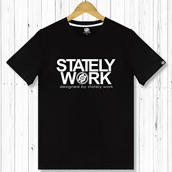 statelywork-LOGO文字T-黑-男T桖 男上衣 短袖T 純棉T 20織精梳棉 原創設計 第1張的照片