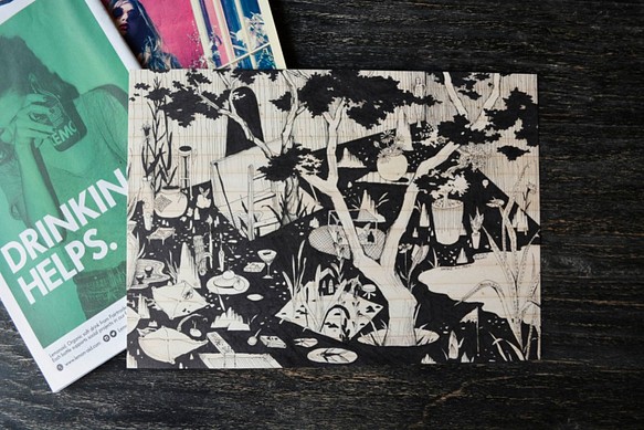 Daphne H.C. Shen 日本浮世繪風格 樹 和風 藝術家 手繪插畫作品 第1張的照片