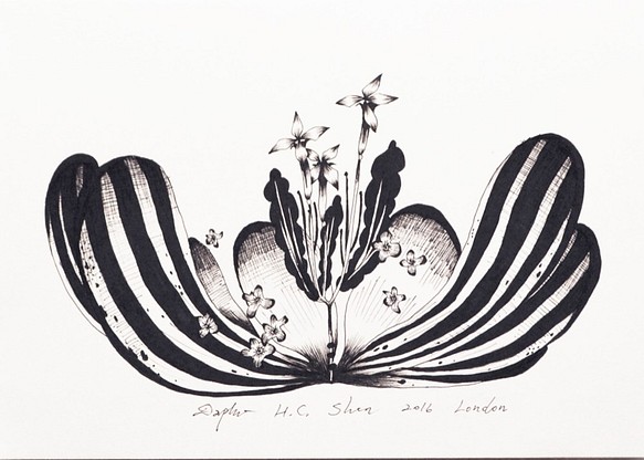 ダフネHCシェンカスタムレトロな花や葉は、独立のためのユニークな手描きのイラスト受注を作成します 1枚目の画像