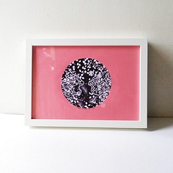 ダフネハック・シェン細心の装飾アクリル絵画のホーム黒と白のイラスト単細胞の植物ピンク 1枚目の画像