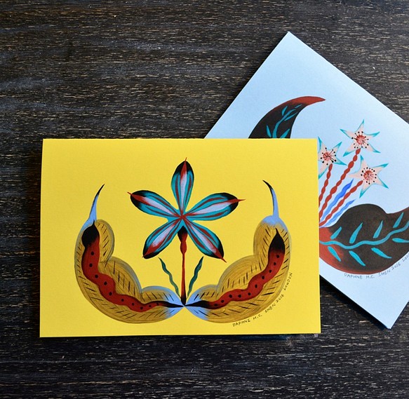 Daphne H.C. Shen 英國倫敦 客製化 復古 花草 葉子手繪卡片 萬用卡  壓克力原創作品 接受獨立製作 第1張的照片