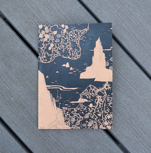 Daphne H.C. Shen 英國倫敦 日式 牛皮紙 山石 森林系手札 抽象空間 植物 藝術家手繪 手帳本 第1張的照片