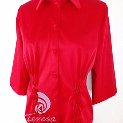 <<Teresa手創工坊>>紅色伸縮上衣 第1張的照片