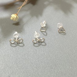清純極簡 純銀 手工製作 幾何 無限 耳針　２對 台灣手作 第1張的照片