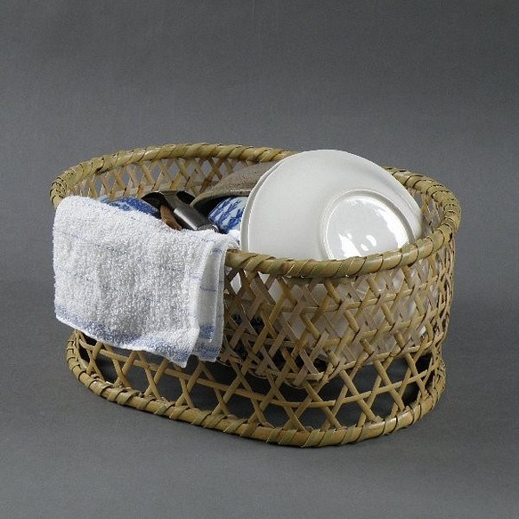 量身定做的Negaku竹製生活工具環保生活瀝水籃橢圓形籃碗 第1張的照片