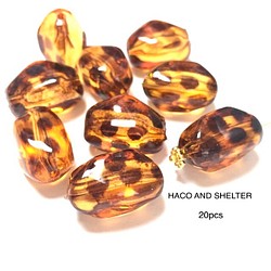 leopard amber・20pcs★acrylic clear beads 1枚目の画像