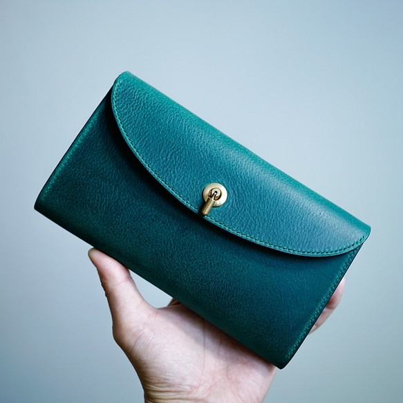 flap long wallet [ green ] フラップロングウォレット 長財布 1枚目の画像