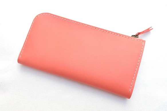 【送料無料】ピンク L型長財布 ファスナーウォレット 1枚目の画像