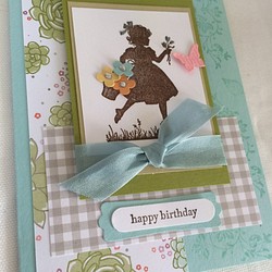 晴れやかブルーのお花畑カード/お誕生日・母の日・卒入学お祝い・お礼状 1枚目の画像