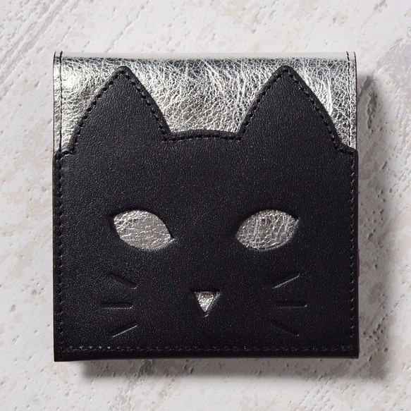 CHIGRACCI　Ture-tette 「猫財布」シルバー　本革　日本製 1枚目の画像
