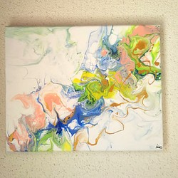 抽象画『春の訪れ』絵画 フルイドアート インテリア 1枚目の画像